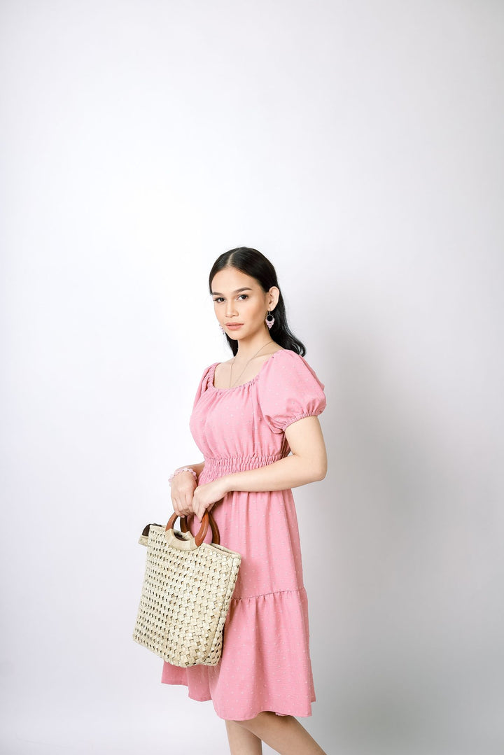 A lady wearing Beauty Lyfe Dress Michelle "2-Way" Dress Pink Model